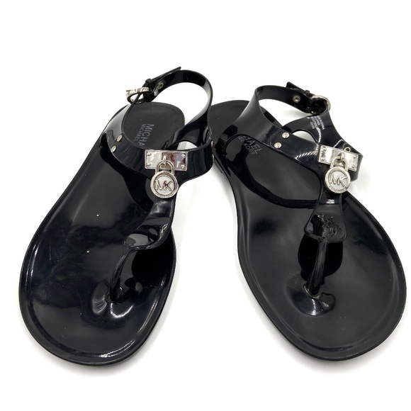 michael kors black jelly thong sandals